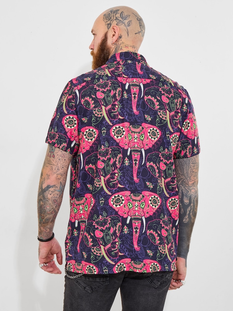 Joe Browns Pink Elephant Print Statement Short Sleeve Shirt - Image 4 of 6
