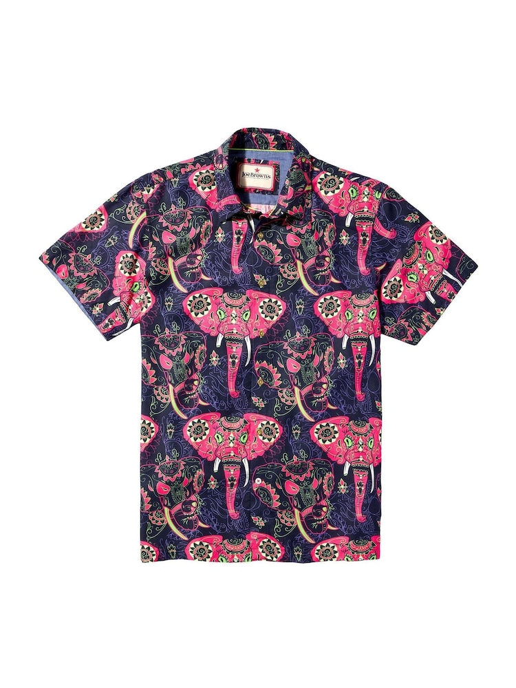 Joe Browns Pink Elephant Print Statement Short Sleeve Shirt - Image 6 of 6