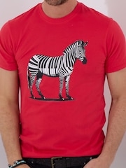 Joe Browns Red 100% Cotton Zebra Piano Graphic Short Sleeve T-Shirt - Image 4 of 5