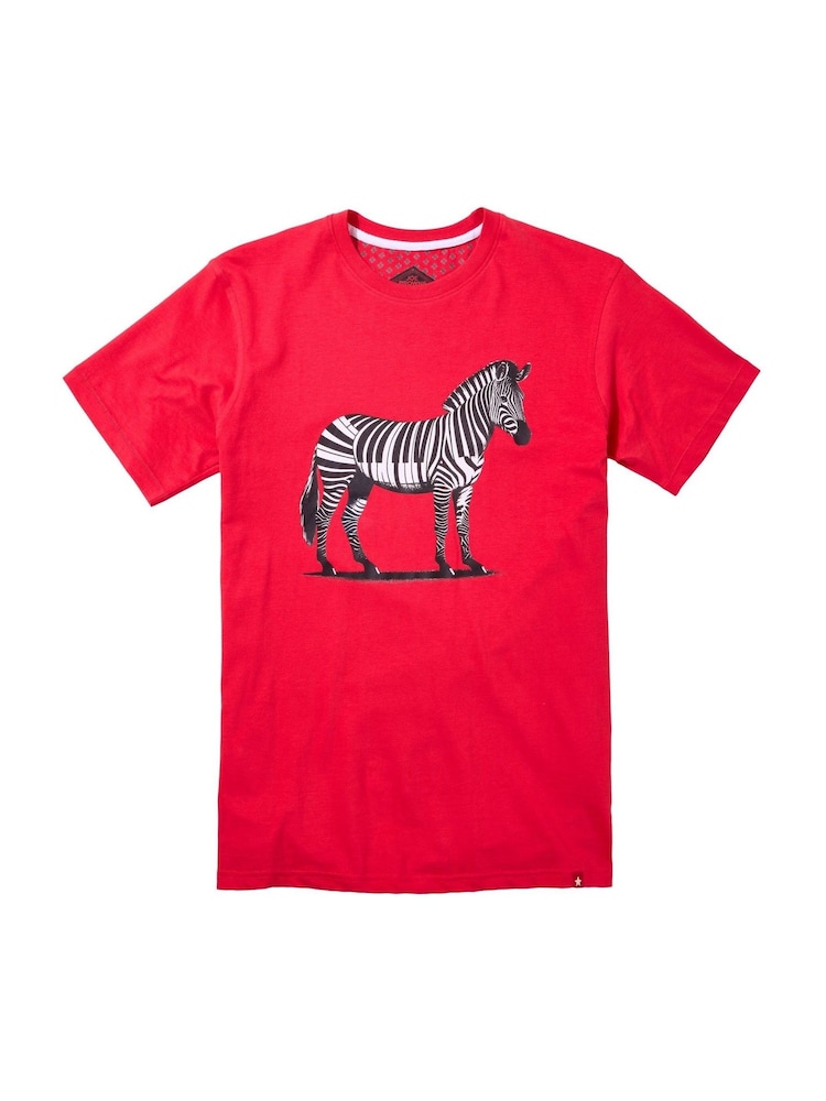 Joe Browns Red 100% Cotton Zebra Piano Graphic Short Sleeve T-Shirt - Image 5 of 5