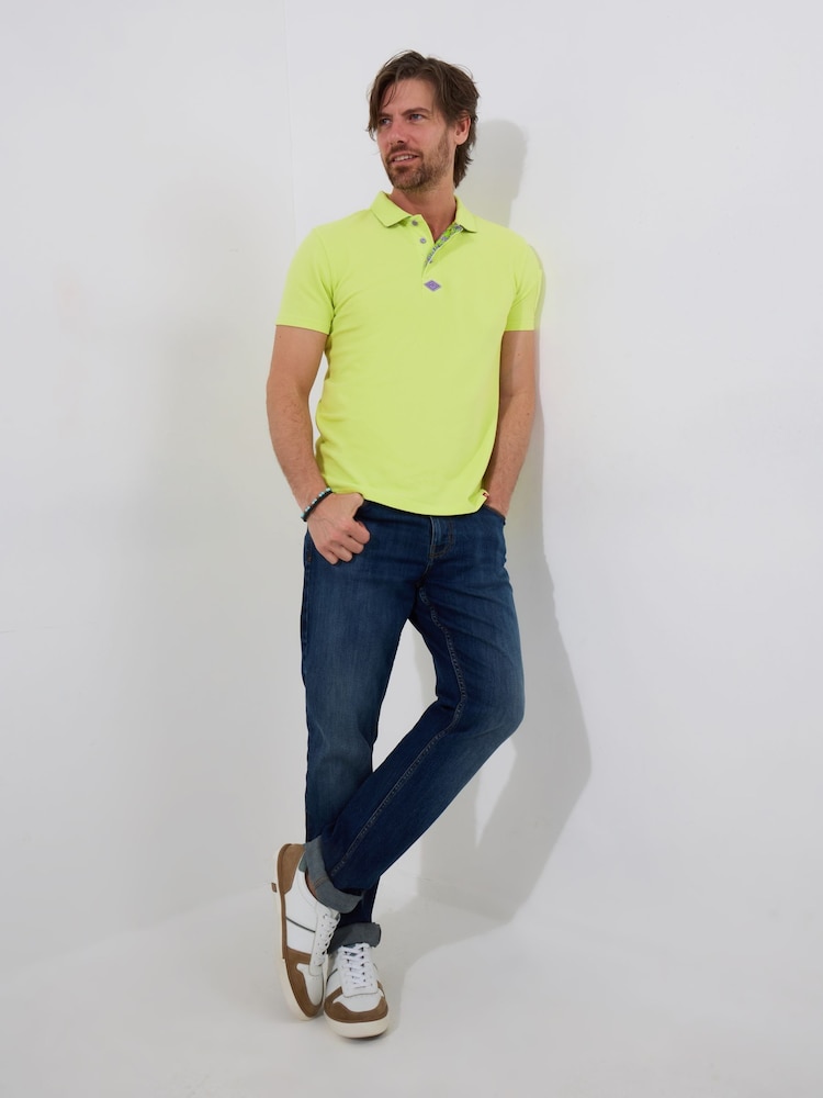 Joe Browns Green 100% Cotton Paisley Trim Pique Polo Shirt - Image 2 of 5