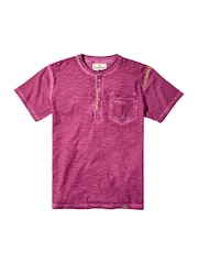 Joe Browns Purple Short Sleeve Chest Pocket Henley T-Shirt - Image 5 of 5