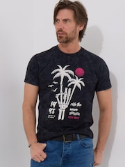 Joe Browns 100% Cotton Palm Tree Skeleton Graphic Short Sleeve T-Shirt - صورة 1 من 5