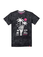 Joe Browns 100% Cotton Palm Tree Skeleton Graphic Short Sleeve T-Shirt - صورة 5 من 5