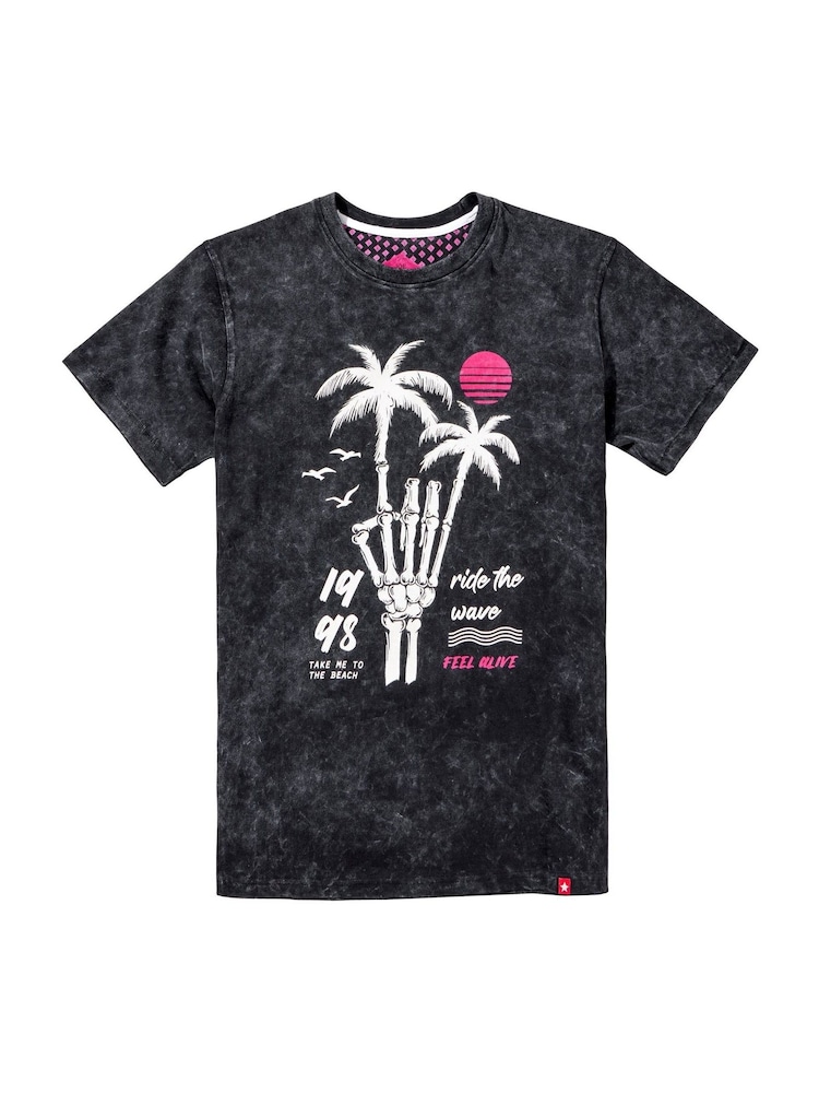 Joe Browns 100% Cotton Palm Tree Skeleton Graphic Short Sleeve T-Shirt - صورة 5 من 5