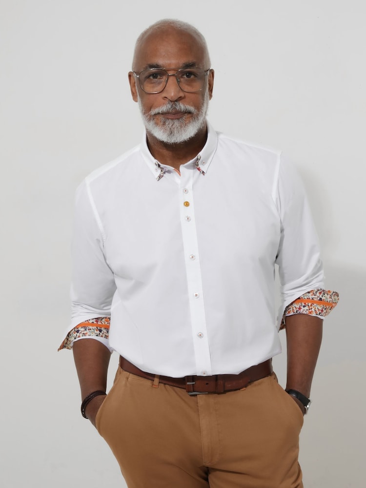 Joe Browns White 100% Cotton Double Collar Floral Shirt - Image 1 of 5