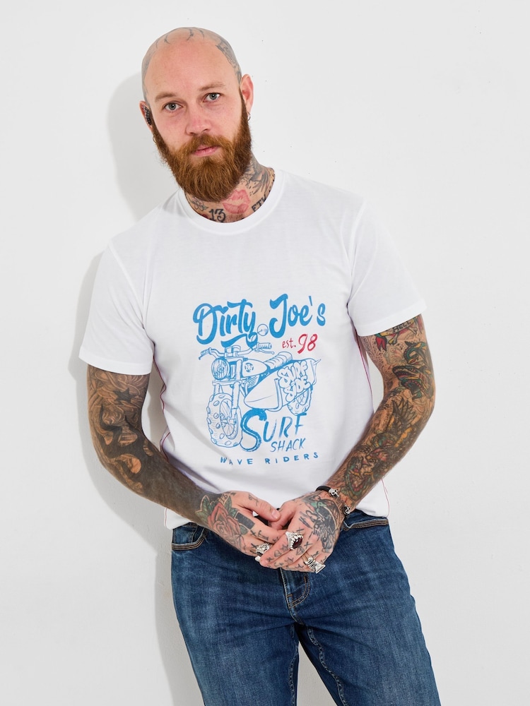 Joe Browns White 100% Cotton Summer Surfboard Graphic Short Sleeve T-Shirt - Image 1 of 6