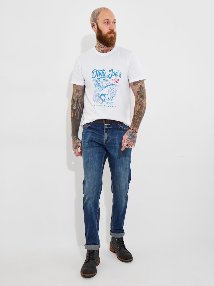 Joe Browns White 100% Cotton Summer Surfboard Graphic Short Sleeve T-Shirt - Image 2 of 6