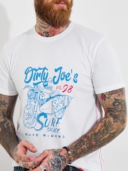 Joe Browns White 100% Cotton Summer Surfboard Graphic Short Sleeve T-Shirt - Image 4 of 6