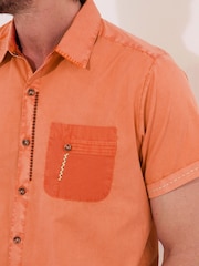 Joe Browns Orange Short Sleeve Contrast Pocket Shirt - Image 2 of 5