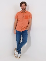 Joe Browns Orange Short Sleeve Contrast Pocket Shirt - Image 3 of 5