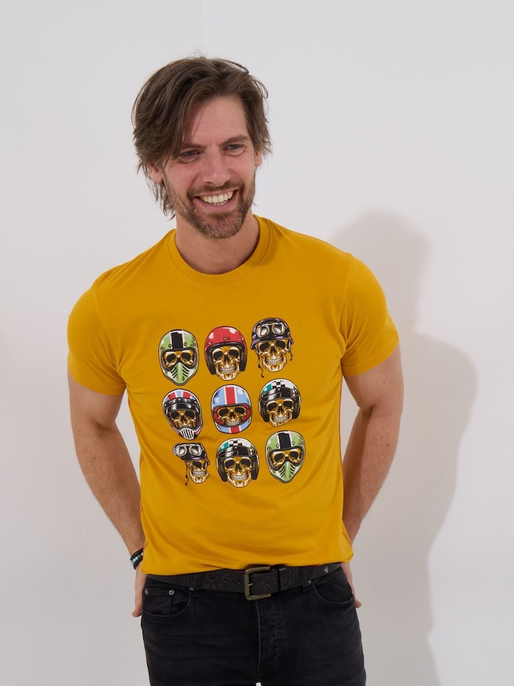 Joe Browns 100% Cotton Pop Art Skull Graphic Short Sleeve T-Shirt - صورة 1 من 5