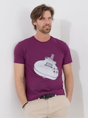 Joe Browns Purple 100% Cotton Heather Guitar Graphic T-Shirt - Image 1 of 5