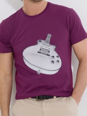 Joe Browns Purple 100% Cotton Heather Guitar Graphic T-Shirt - Image 3 of 5
