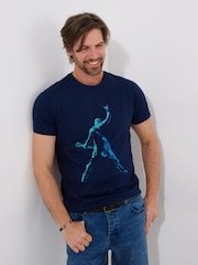 Joe Browns Blue 100% Cotton Rockstar Graphic Short Sleeve T-Shirt - Image 1 of 5
