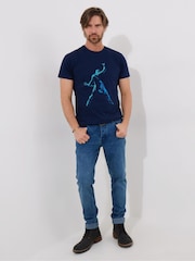 Joe Browns Blue 100% Cotton Rockstar Graphic Short Sleeve T-Shirt - Image 2 of 5