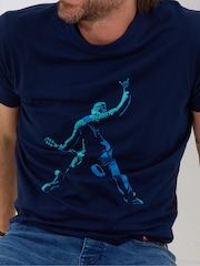 Joe Browns Blue 100% Cotton Rockstar Graphic Short Sleeve T-Shirt - Image 3 of 5