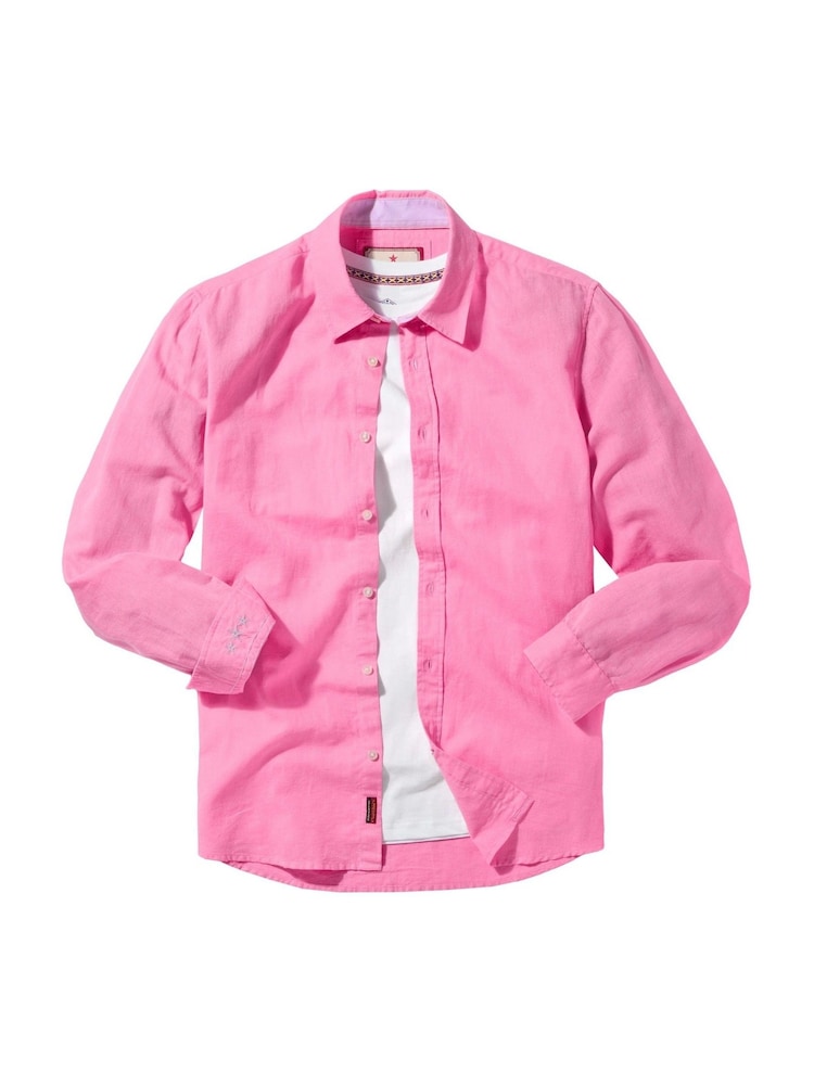 Joe Browns Pink Lightweight Summery Linen Blend Long Sleeve Shirt - Image 5 of 5