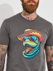 Joe Browns Grey 100% Cotton Statement Gecko Graphic Short Sleeve T-Shirt - Image 2 of 6