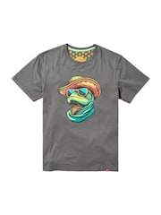 Joe Browns Grey 100% Cotton Statement Gecko Graphic Short Sleeve T-Shirt - Image 6 of 6