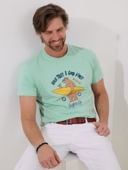 Joe Browns Blue 100% Cotton Surfer Bear Graphic Short Sleeve T-Shirt - Image 1 of 5