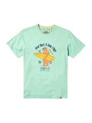 Joe Browns Blue 100% Cotton Surfer Bear Graphic Short Sleeve T-Shirt - Image 5 of 5
