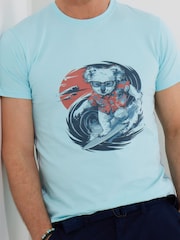 Joe Browns Blue 100% Cotton Koala Surfer Graphic Short Sleeve T-Shirt - Image 1 of 5