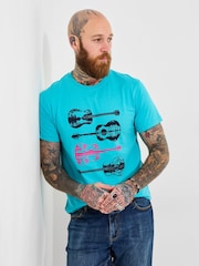 Joe Browns Blue 100% Cotton Guitar Landscape Graphic T-Shirt - Image 1 of 5