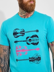 Joe Browns Blue 100% Cotton Guitar Landscape Graphic T-Shirt - Image 2 of 5