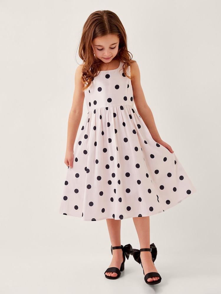 Monsoon Pink MINI ME Sicily Polka Dot Dress - Image 1 of 4