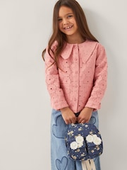 Monsoon Blue Daisy Denim Embellished Mini Backpack - Image 1 of 5