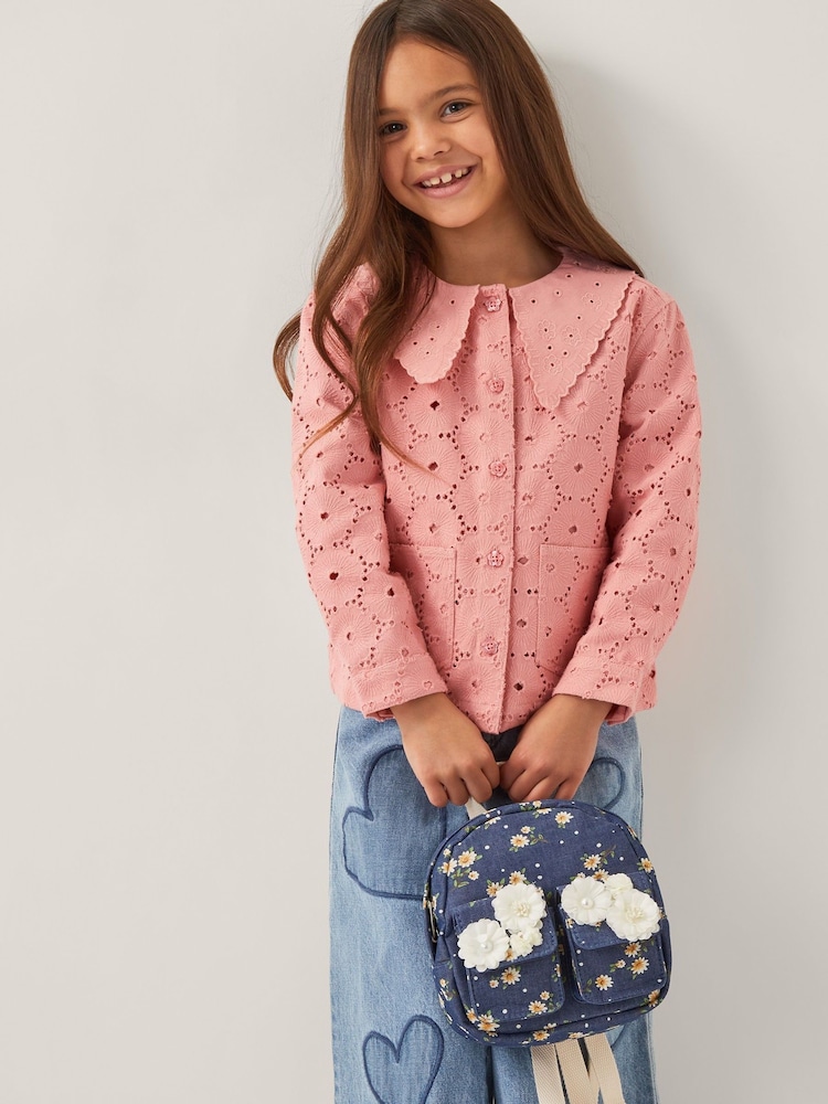 Monsoon Blue Daisy Denim Embellished Mini Backpack - Image 1 of 5