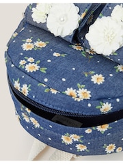 Monsoon Blue Daisy Denim Embellished Mini Backpack - Image 4 of 5