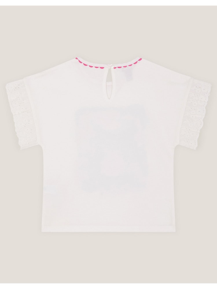 Monsoon White Bow & Flower Scene 100% Cotton T-Shirt - Image 2 of 3