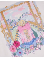 Monsoon White Bow & Flower Scene 100% Cotton T-Shirt - Image 3 of 3
