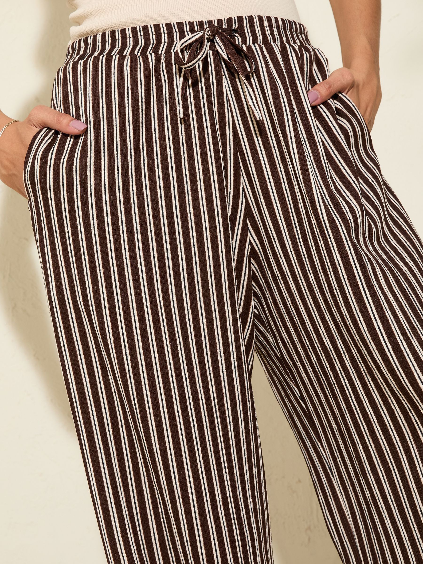 Buy Friends Like These Chocolate Stripe Petite Crinkle Jersey Wide