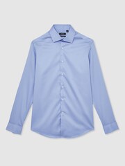 Reiss Mid Blue Remote Double Cuff Slim-Fit Cotton-Sateen Shirt - Image 2 of 8
