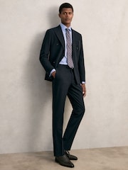 Reiss Mid Blue Remote Double Cuff Slim-Fit Cotton-Sateen Shirt - Image 4 of 8