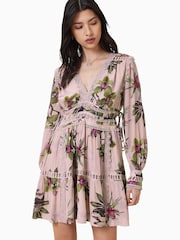 AllSaints Pink Xanthe Long Sleeve Mini Dress - Image 2 of 8