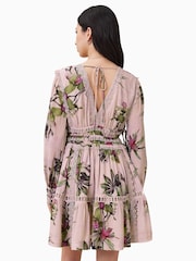 AllSaints Pink Xanthe Long Sleeve Mini Dress - Image 3 of 8