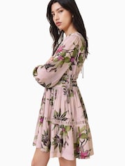 AllSaints Pink Xanthe Long Sleeve Mini Dress - Image 4 of 8