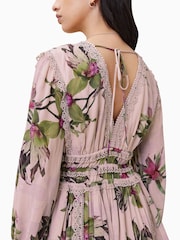 AllSaints Pink Xanthe Long Sleeve Mini Dress - Image 7 of 8
