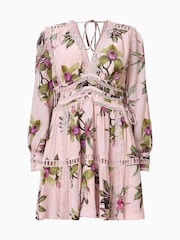 AllSaints Pink Xanthe Long Sleeve Mini Dress - Image 8 of 8