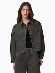 AllSaints Black Nicky Denim Shacket - Image 1 of 4
