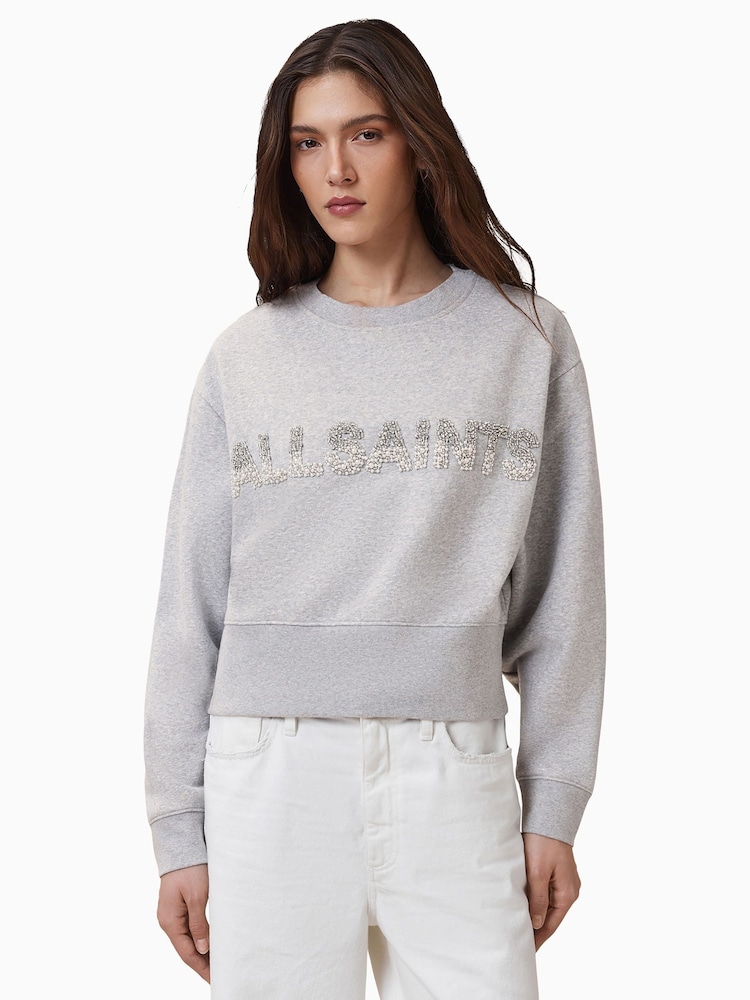 AllSaints Grey Separo Pearl Sweatshirt - Image 1 of 7