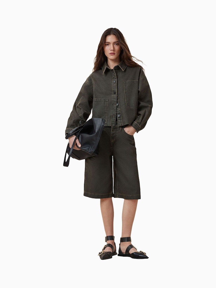 AllSaints Black Louie Long Shorts - Image 1 of 2