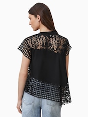 AllSaints Black Zala Crochet Top - Image 2 of 7