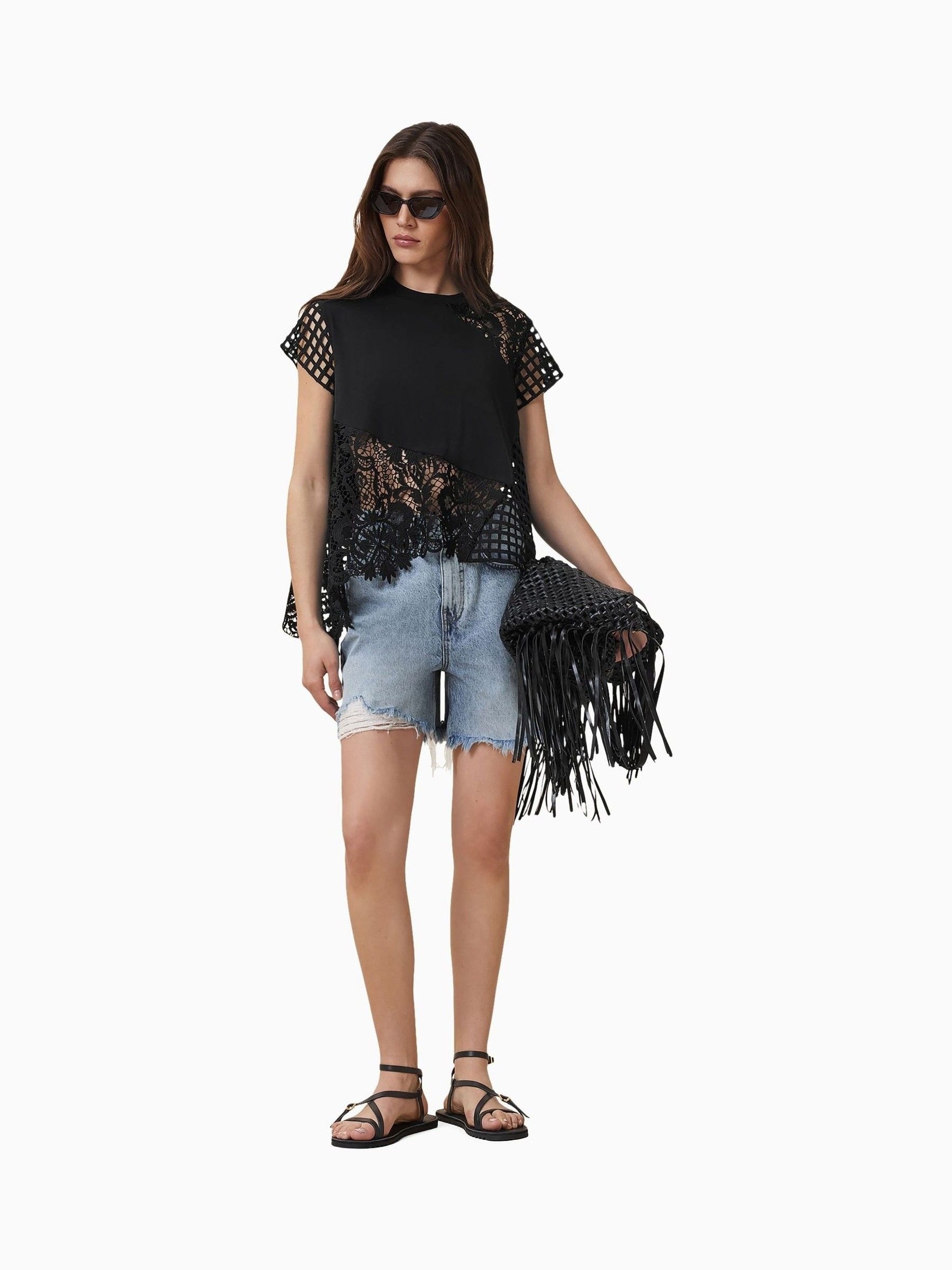 Buy AllSaints Black Zala Crochet Top from Next USA