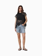 AllSaints Black Zala Crochet Top - Image 4 of 7