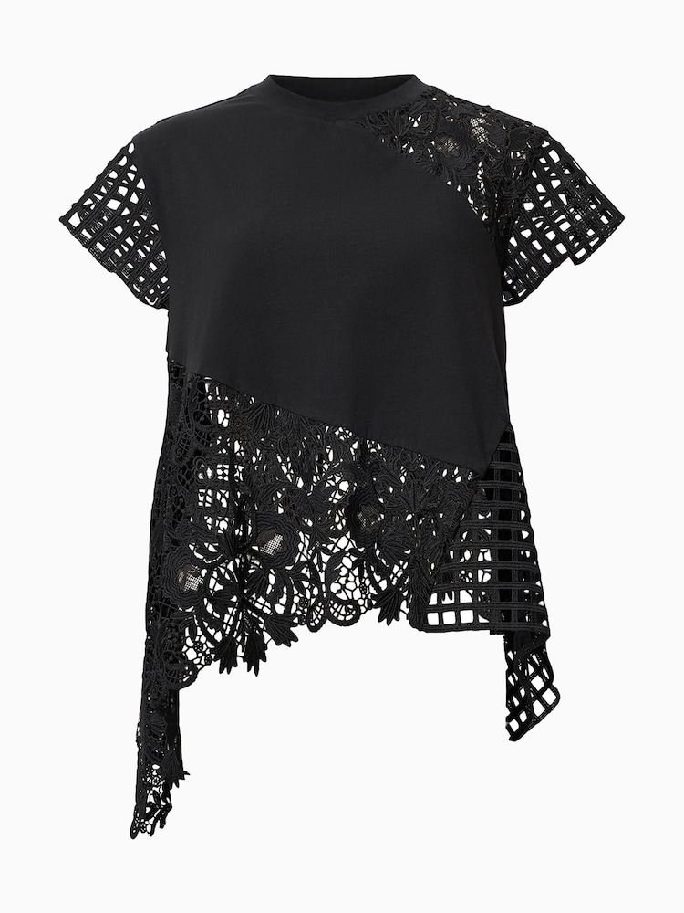 AllSaints Black Zala Crochet Top - Image 7 of 7